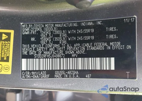 2018 Toyota Highlander Limited Platinum from USA, damaged, VIN 5TDDZRFH5JS498672